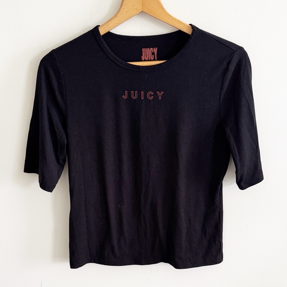 Y2k juicy couture black baby tee size medium